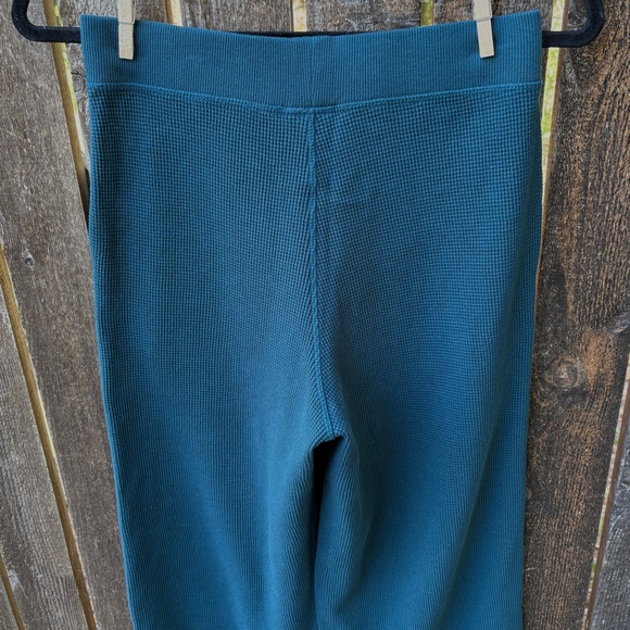 Pact 100% Organic Cotton Thermal Waffle Wide Leg Crop Pant NWOT Teal Blue Sz S - Picture 7 of 14